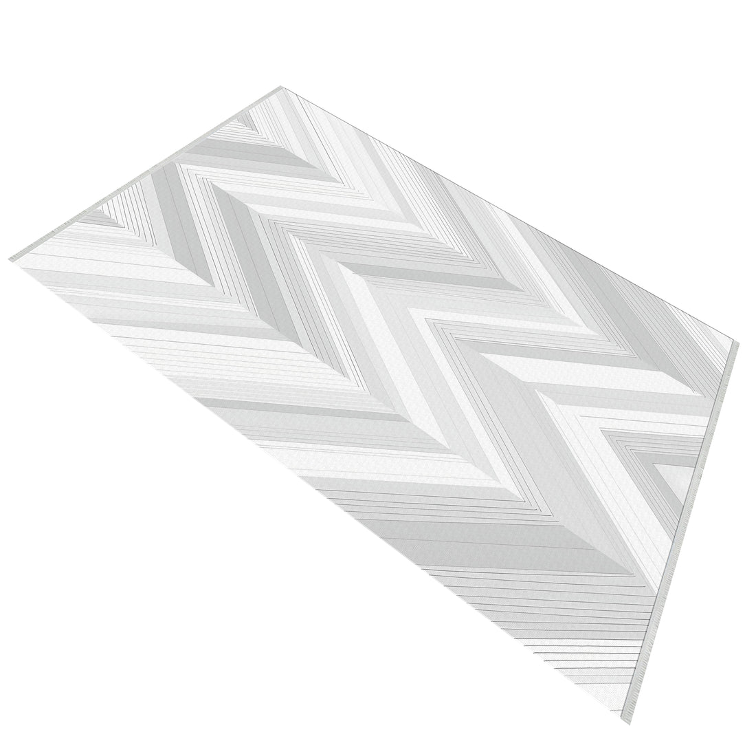 Modern Chevron Halı Beyaz ve Gri Minimalist Tasarım