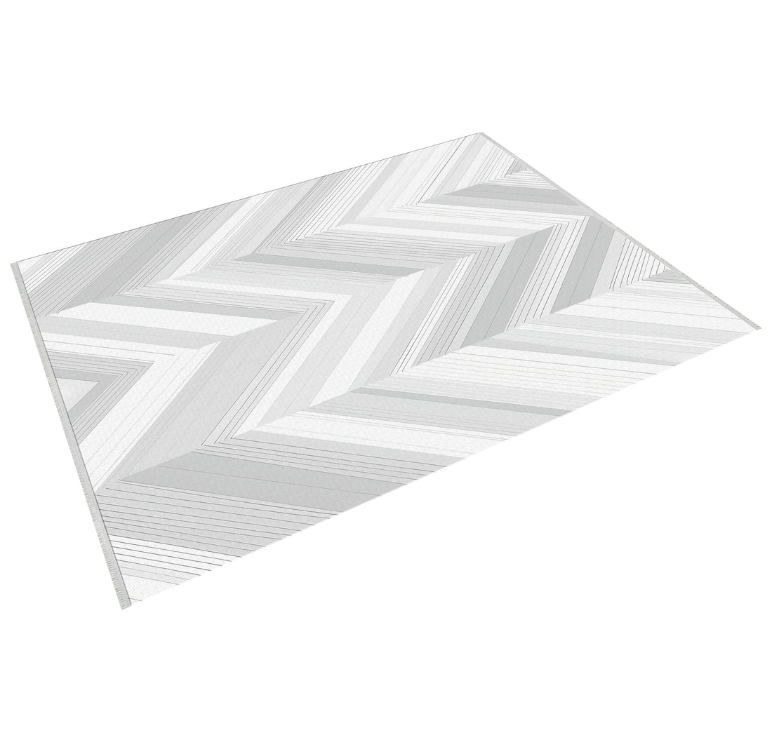 Modern Chevron Halı Beyaz ve Gri Minimalist Tasarım