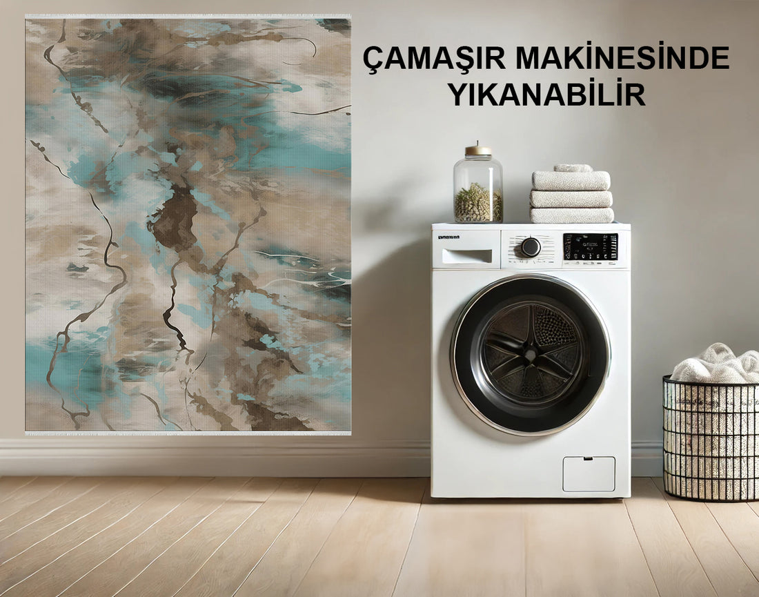 Canlı Sarı ve Turuncu Tonlarıyla Modern Geometrik Halı, Makinede Yıkanabilir Pamuk Dokuma Ve Evcil Hayvan Dostu