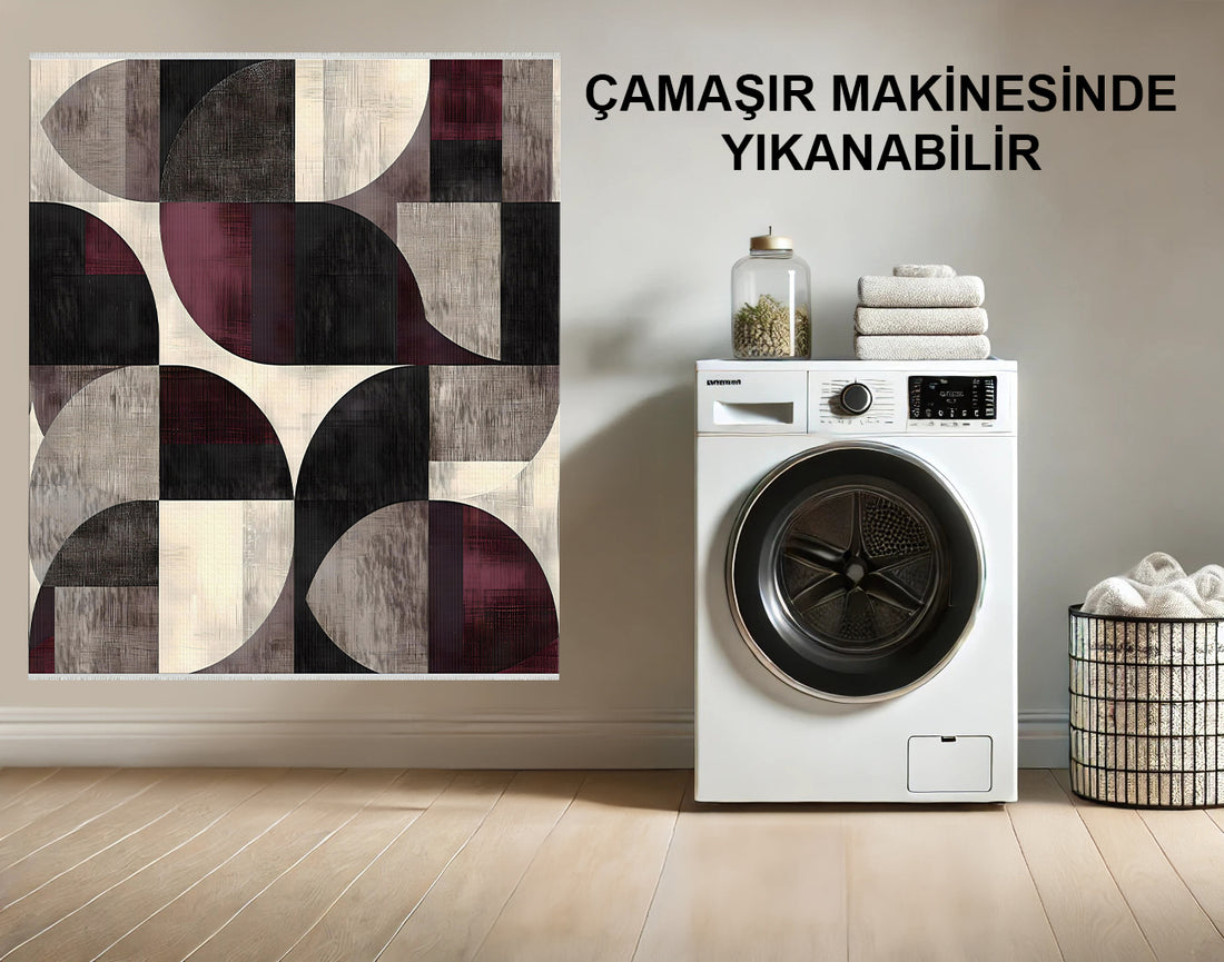 Gri Geometrik İç Mekan ve Dış Mekan İçin Kullanabilir Halı