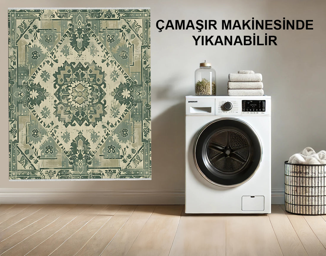 Vintage Esintili Geometrik Halı