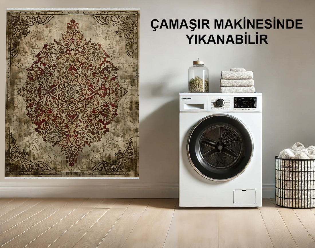 Oryantal Damask Antik Desenli Makine Dokuma Halı